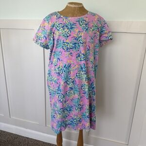 Stella Parker T-shirt Tunic Dress XL Cotton Preppy Tropical Pineapple Swim Cover